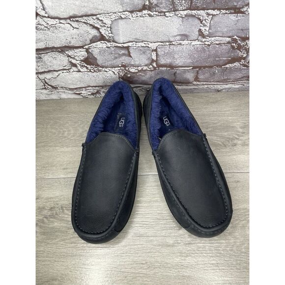 UGG Ascot Slipper Blue Matte Leather Navy Wool Loafers Men’s 10M US/43EU 1103889 - Picture 16 of 16